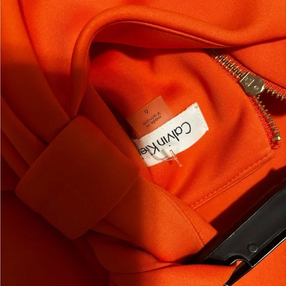 Calvin Klein sz 6 ladies twist Shoulder melon sheath dress scuba stretch bodycon - Picture 3 of 16